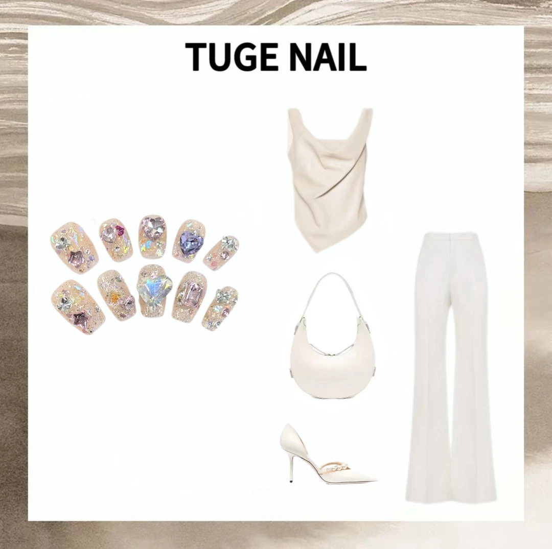 TugeNail “桃花晶石”秋季花花美甲高级感小众设计师穿戴甲Q