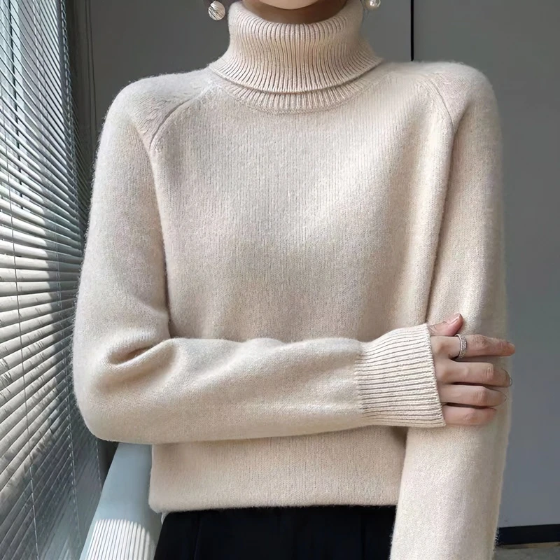 毛衫女高领宽松内搭毛衣2023秋冬季高档翻领洋气加厚针织高领打底
