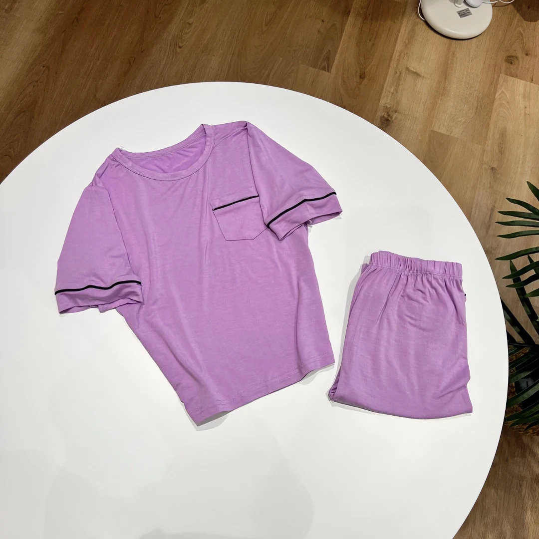 T08  儿童套装夏季薄款家居服休闲纯色短袖时尚短裤圆领日常百搭