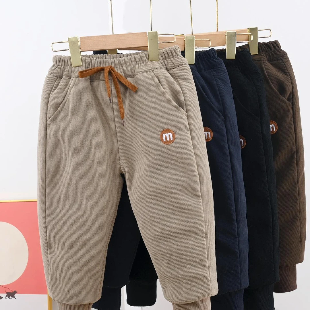 【四层加厚】 儿童男女童冬季百搭洋气加绒加厚木棉 绒运动卫裤