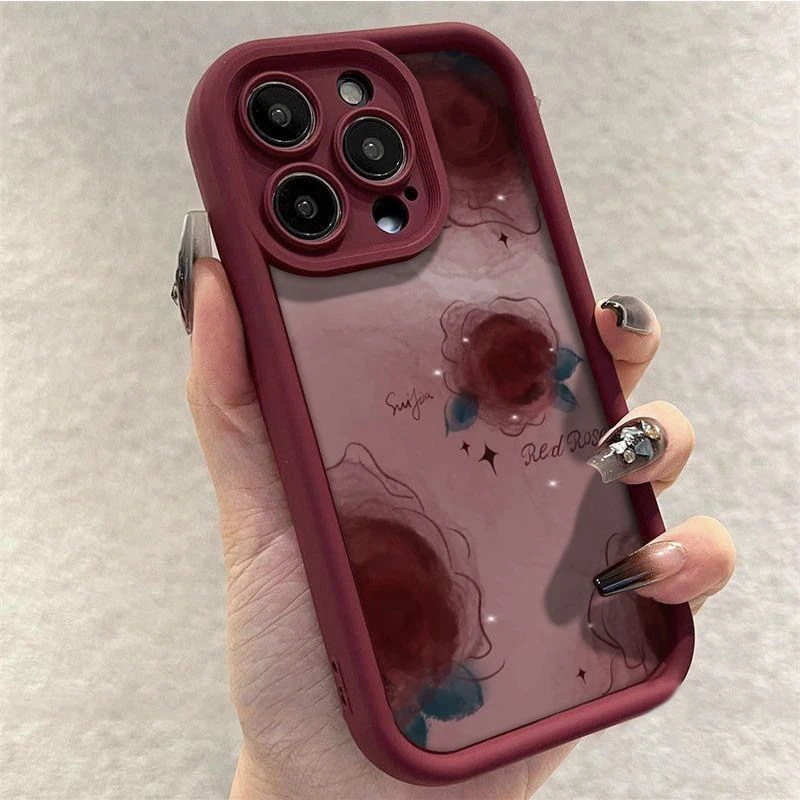 高级晕染玫瑰iPhone14promax手机壳苹果13/15pro小众xr时尚11/12p