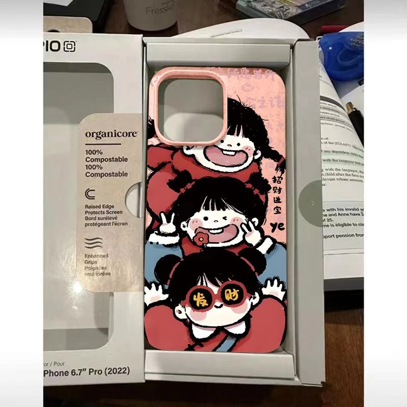 公主招财进宝苹果15/14/13龙年款小麦壳软胶潮11/12防摔软壳xs/xr