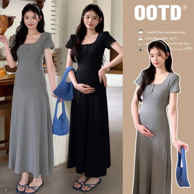 孕妇连衣裙夏季网红款时尚宽松显瘦夏天薄款潮妈过膝裙子孕期外穿