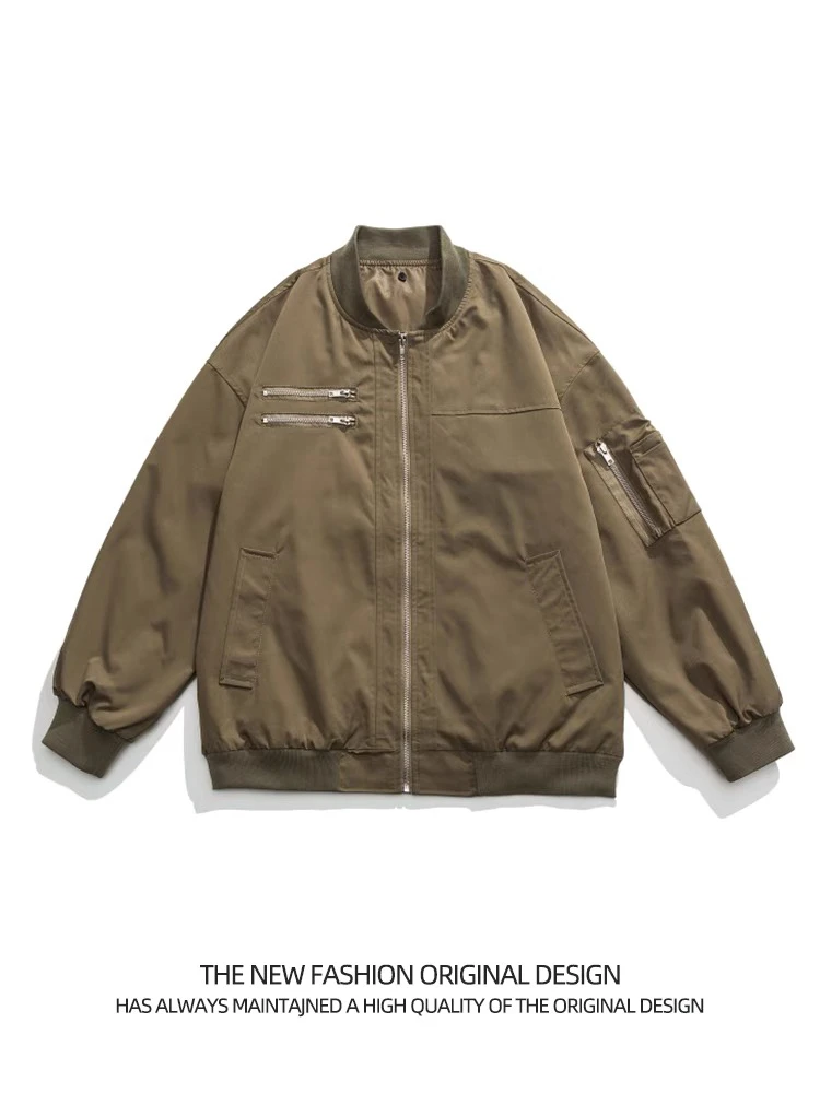 Mmoptop日系潮牌复古飞行员夹克男春季街头宽松百搭休闲外套男士