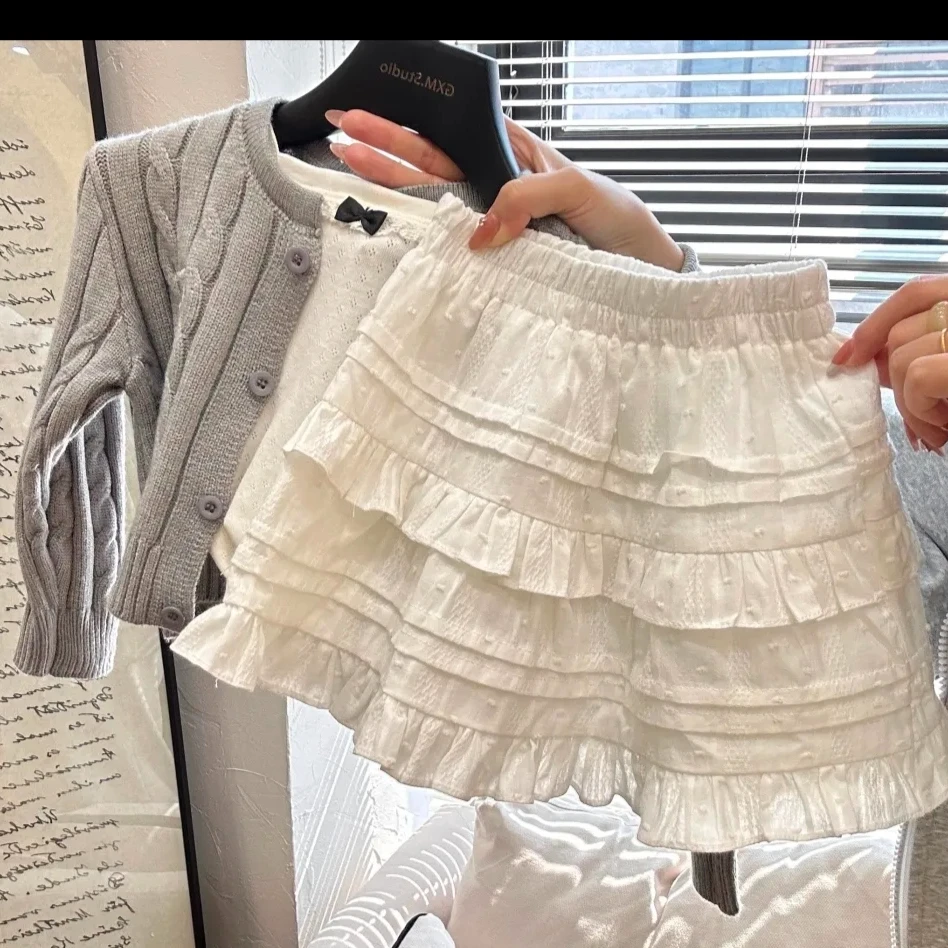 女童半身裙2025新款童装夏季裙子时尚白色公主蛋糕裙裙裤甜美百搭