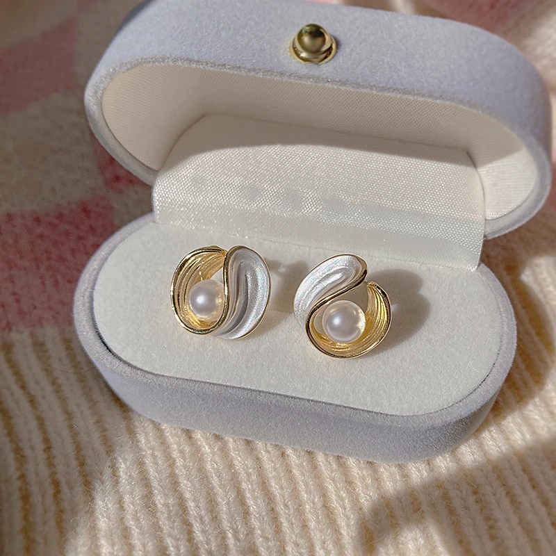 复古珠珠圈圈耳环女法式小众高级感时尚耳钉简约气质独特几何耳饰