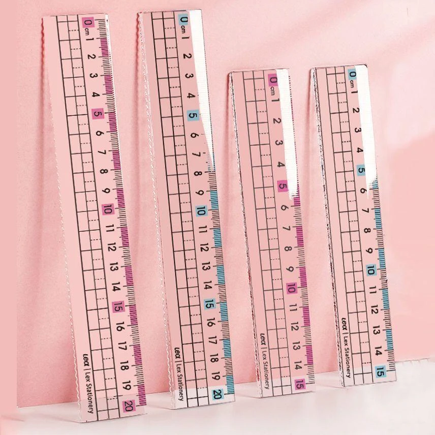 预防近视15cm直尺带波浪线小学生20cm专用尺子绘图格尺刻度塑料尺