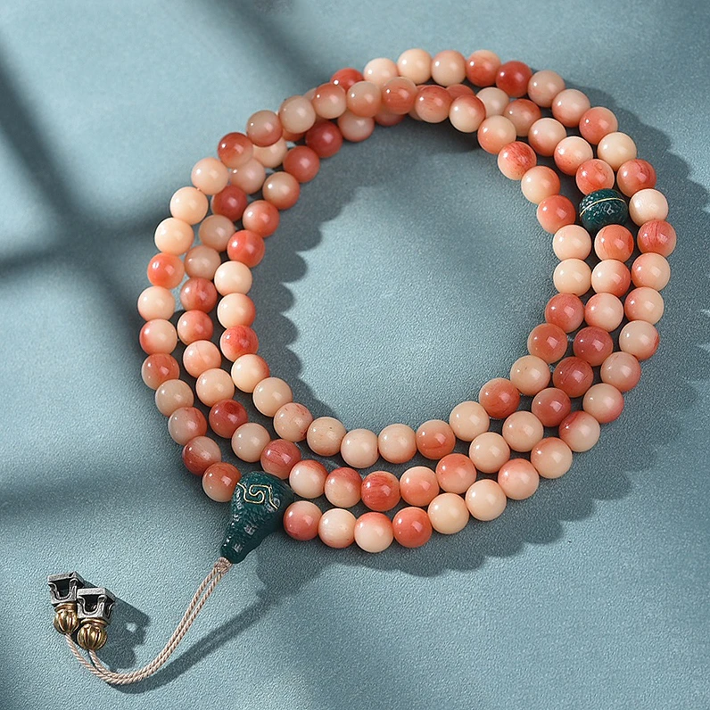 非金属吊坠 半血驼骨圆珠108颗佛珠项链 男女款时尚手串念珠项链