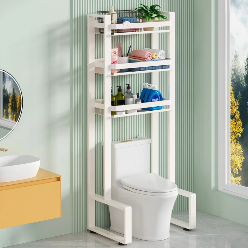 马桶置物架上方卫生间浴室厕所后面空隙免打孔落地式多功能收纳架