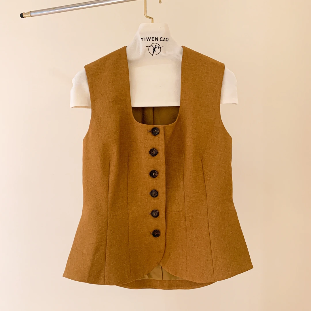 Yiwen Studio设计师原创复古英伦马夹商务休闲秋冬气质百搭时尚