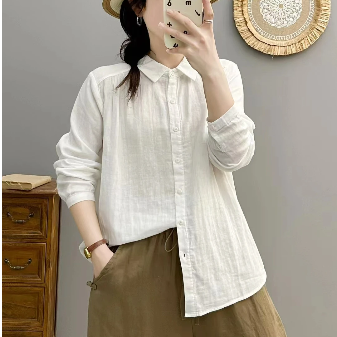 秋季新款显瘦百搭衬衫气质长袖纯色衬衣女