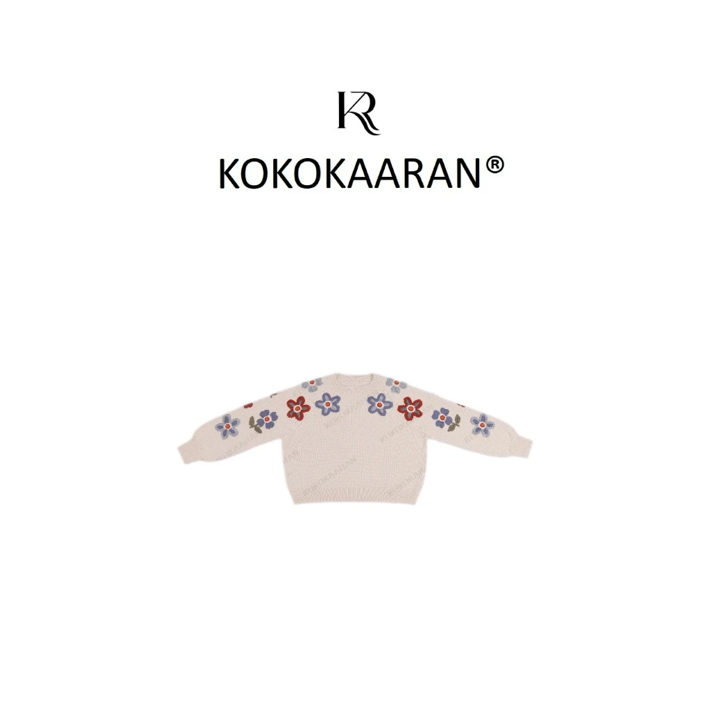 kokokaaran/可可咔伦 ‘’小花毛衣‘’100%羊毛套头针织毛衣SH241063
