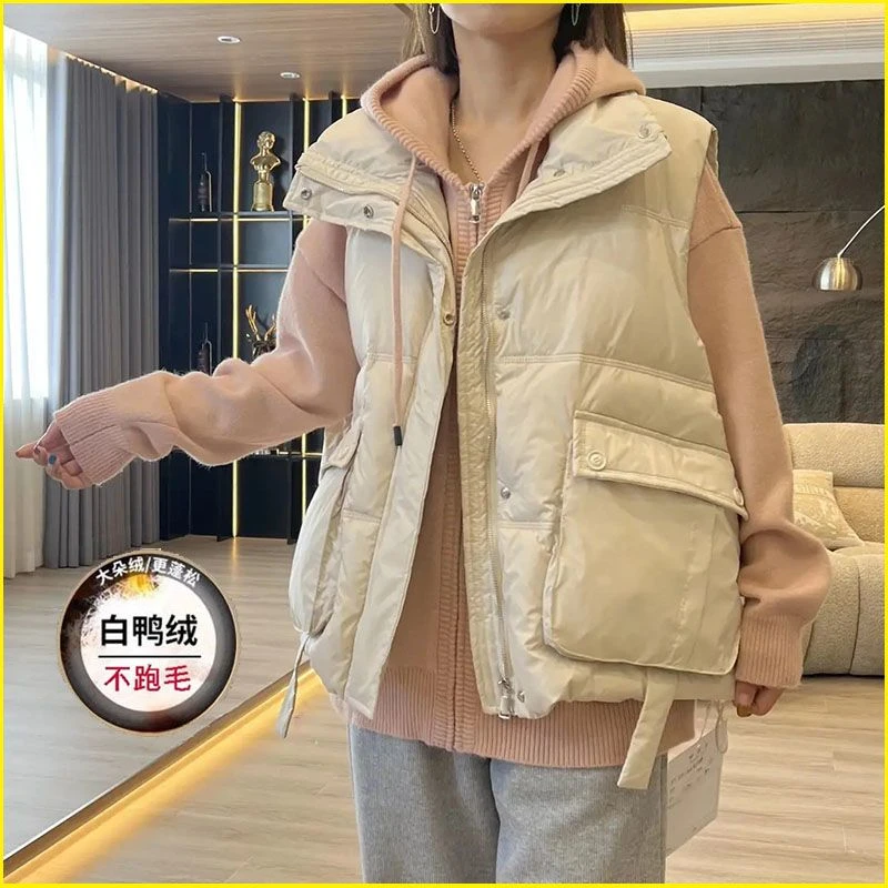 【白鸭绒】新款短款马甲女秋冬外穿韩版宽松羽绒时尚百搭洋气马夹女