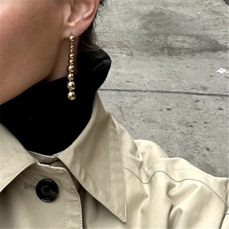 925银耳饰 欧美小众设计渐变圆珠耳环INS风时尚感简约丹麦博主