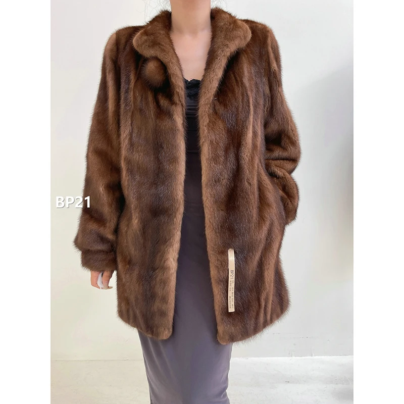 【BP21】S码 蜜茶棕全抽水貂大衣外套（肩39胸100衣80袖59）