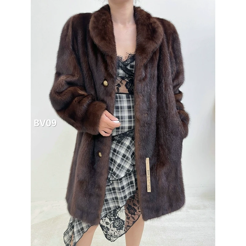 【BV09】L码 焦糖棕全抽水貂大衣外套（肩43胸108衣90袖60）