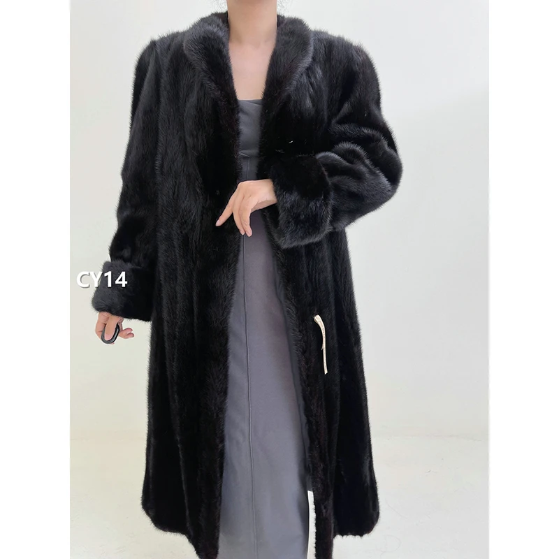 【CY14】L码 红黑色逆毛水貂大衣外套（肩42胸108衣114袖59）