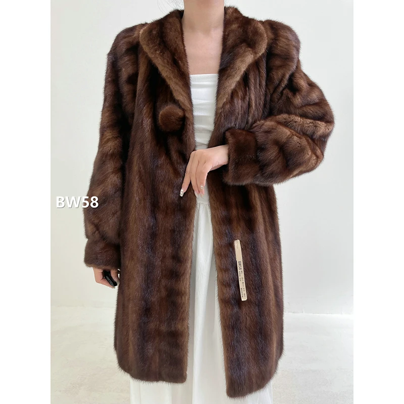 【BW58】M码 蜜茶棕全抽水貂大衣外套（肩42胸104衣90袖60）