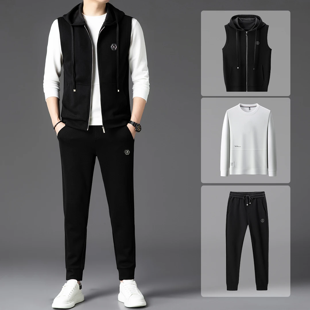汤米纯色长裤休闲运动套装冬季百搭春季运动服潮流男装英伦痞帅