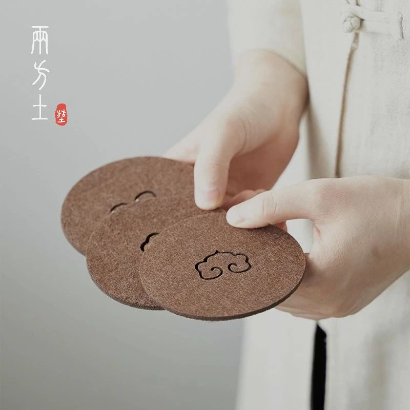 两方土 | 禅意毛毡垫防烫垫杯垫吸水壶垫干泡茶垫茶周边 9*0.3cm