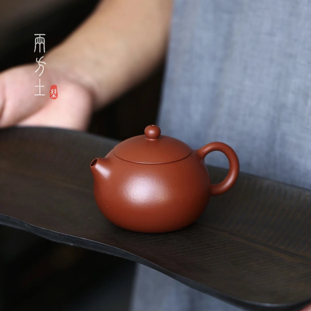 两方土 | 朱泥西施小品壶传统宜兴紫砂壶小容量文人茶器泡茶器