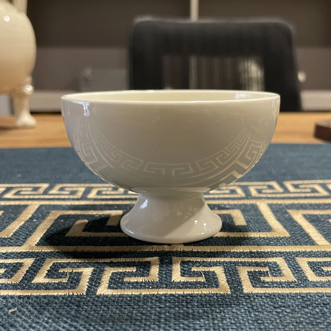 定窑  定瓷   高足杯  普洱杯  主人杯  手工 茶杯 茶具  内刻花