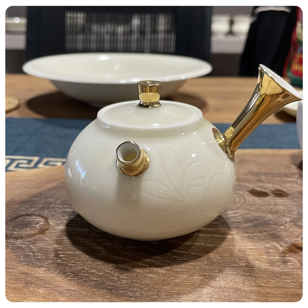 定窑 定瓷 薛兴嶙作品 茶壶  侧柄壶