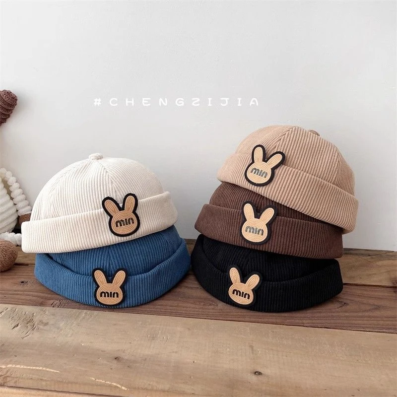 儿童春秋灯芯绒帽子卡通可爱婴儿休闲帽男宝宝地主帽痞帅瓜皮帽潮