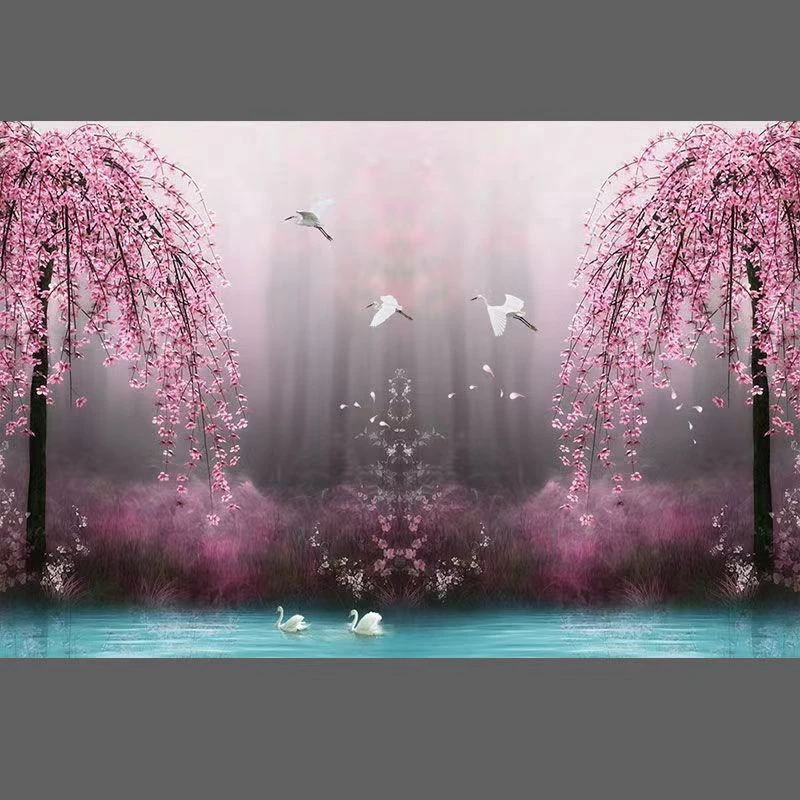 大自然风景墙纸自粘墙纸墙贴装饰画卧室客厅电视沙发背景壁画墙上