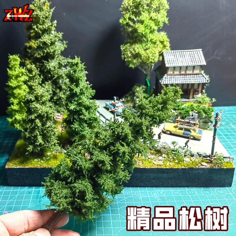 ZWZ造物者模型松树场景地台摆件沙盘模型微缩场景DlY雪景雪松树