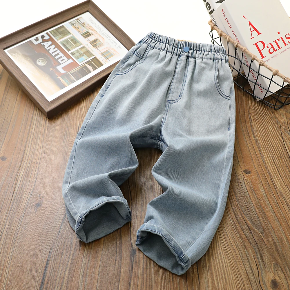 春秋季男童宽松牛仔裤超软长裤童装儿童百搭洋气休闲裤中大童裤子