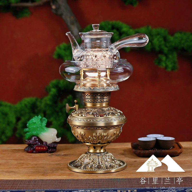 丝焰茶灯《小将军》新款黄铜复古老式活火茶灯烧水泡茶煮水空气灯