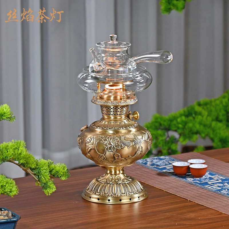 丝焰荷塘新款煮茶灯酥油煤油灯空气灯烧水煮茶炉潮汕功夫高档茶具