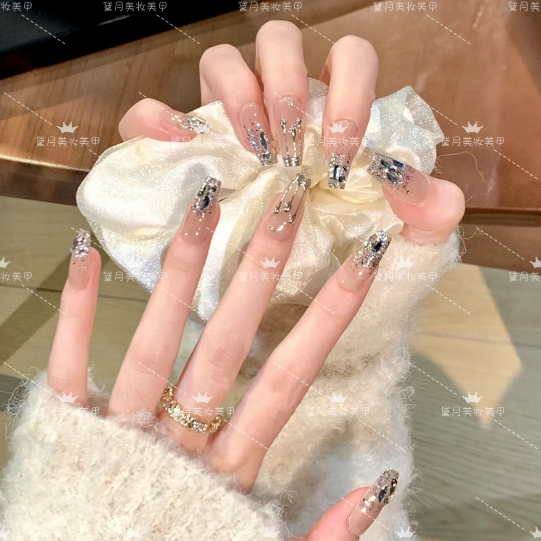 纯手工光疗美甲白铃兰 气质美甲贴片假指甲成品可拆卸穿戴甲