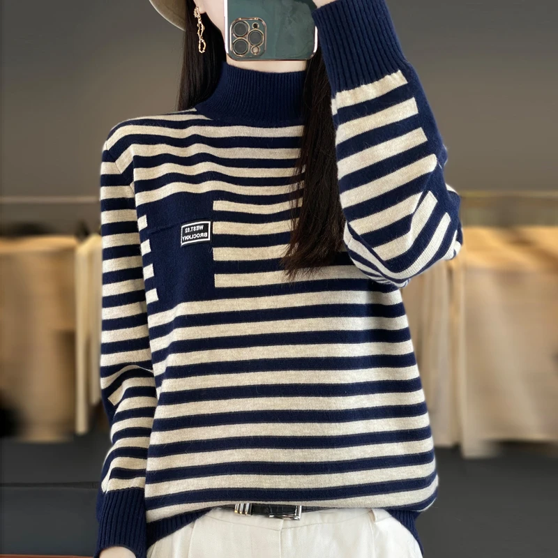 420克加厚大码~能机洗!半高领针织打底衫女秋冬必入款