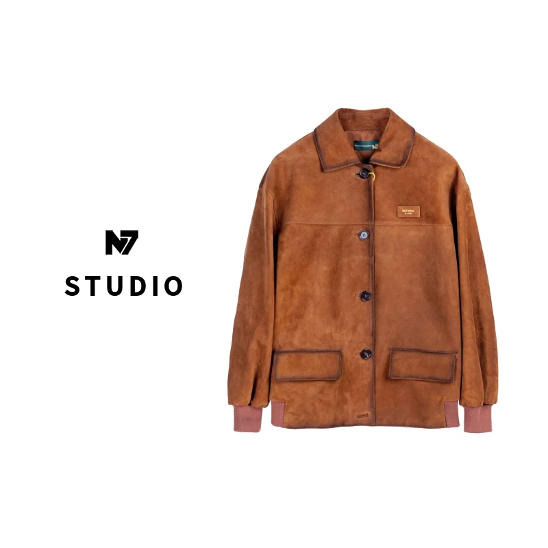 【N7】24-2422  2024春季设计师新款反绒单皮时尚百搭女款外套