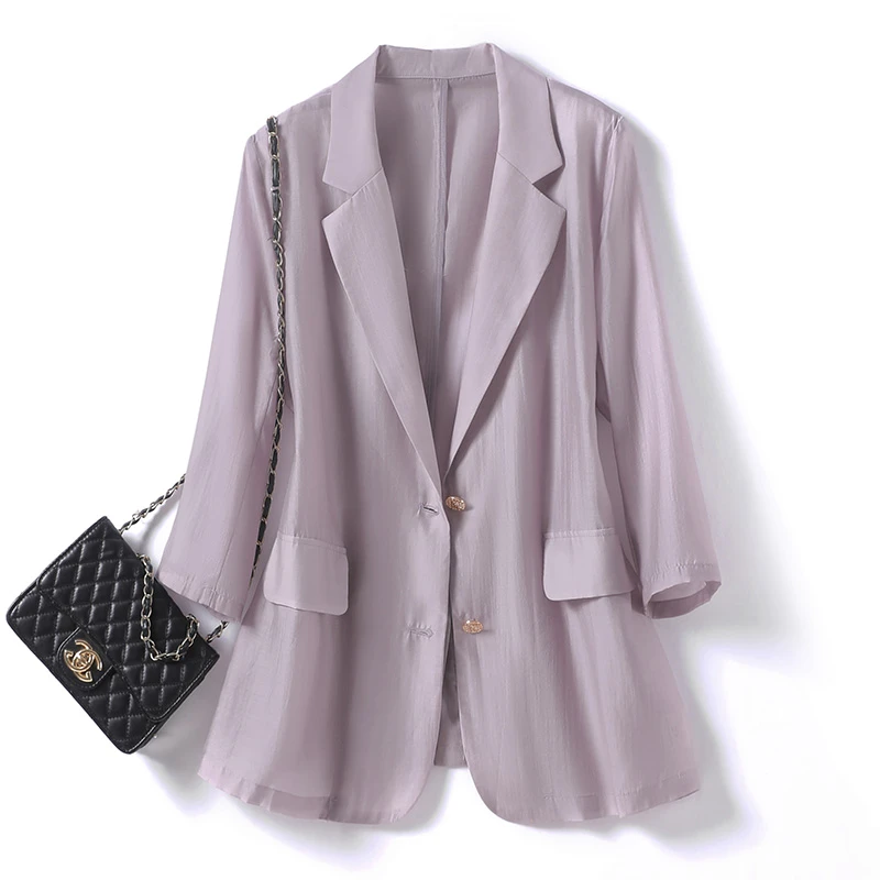 夏季防晒衣女轻薄天丝西装外套女宽松显瘦气质洋气休闲时尚空调衫