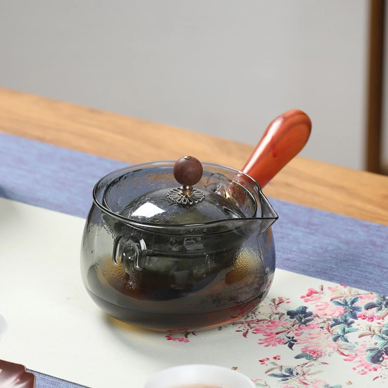 旋转逍遥壶煮茶专用侧把茶壶玻璃围炉煮茶器家用电陶炉茶具茶壶