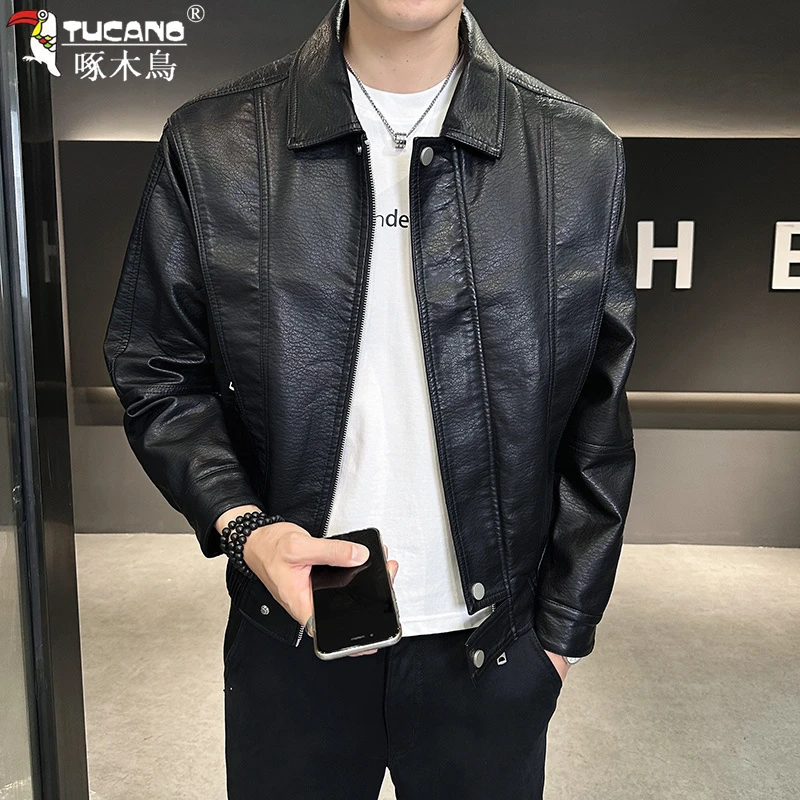 啄木鸟海宁真皮皮衣男士2024秋季新款头层绵羊皮皮夹克外套男