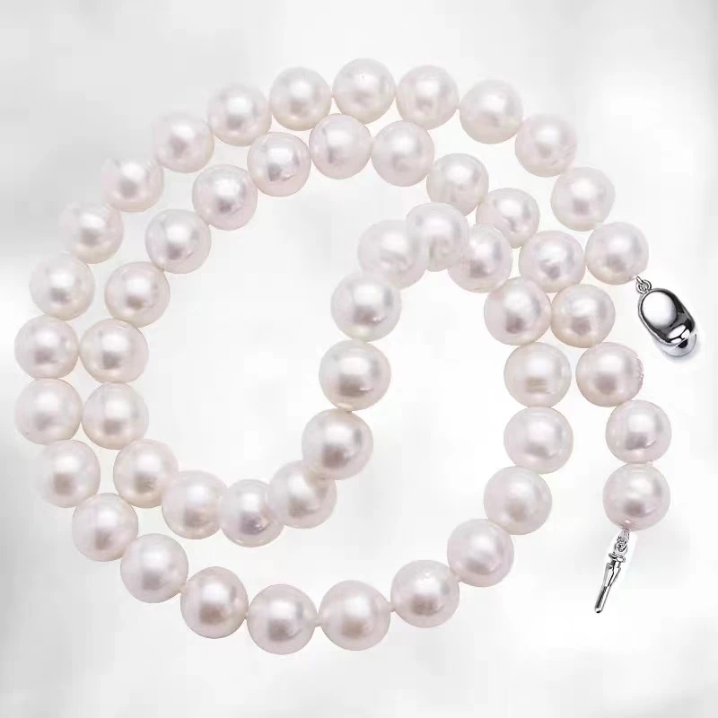 天然无核9mm高强光天然珍珠项链妈妈链经典百搭气质款大点位轻奢