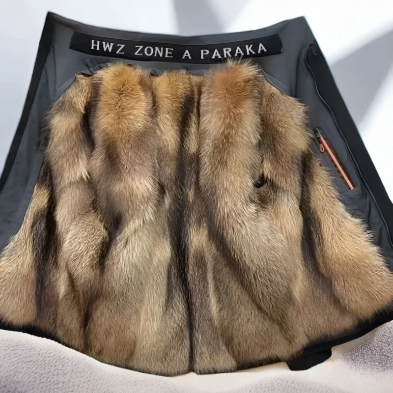 极寒系列真美洲貉皮毛一体可拆卸内胆连帽超加厚加绒保暖外套