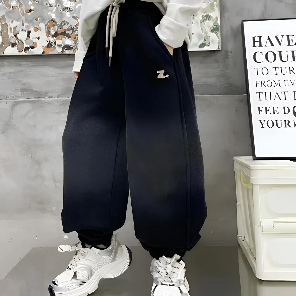 【上新】春款男童加厚弹力休闲裤中大童秋洋气百搭 字母款宽松长裤