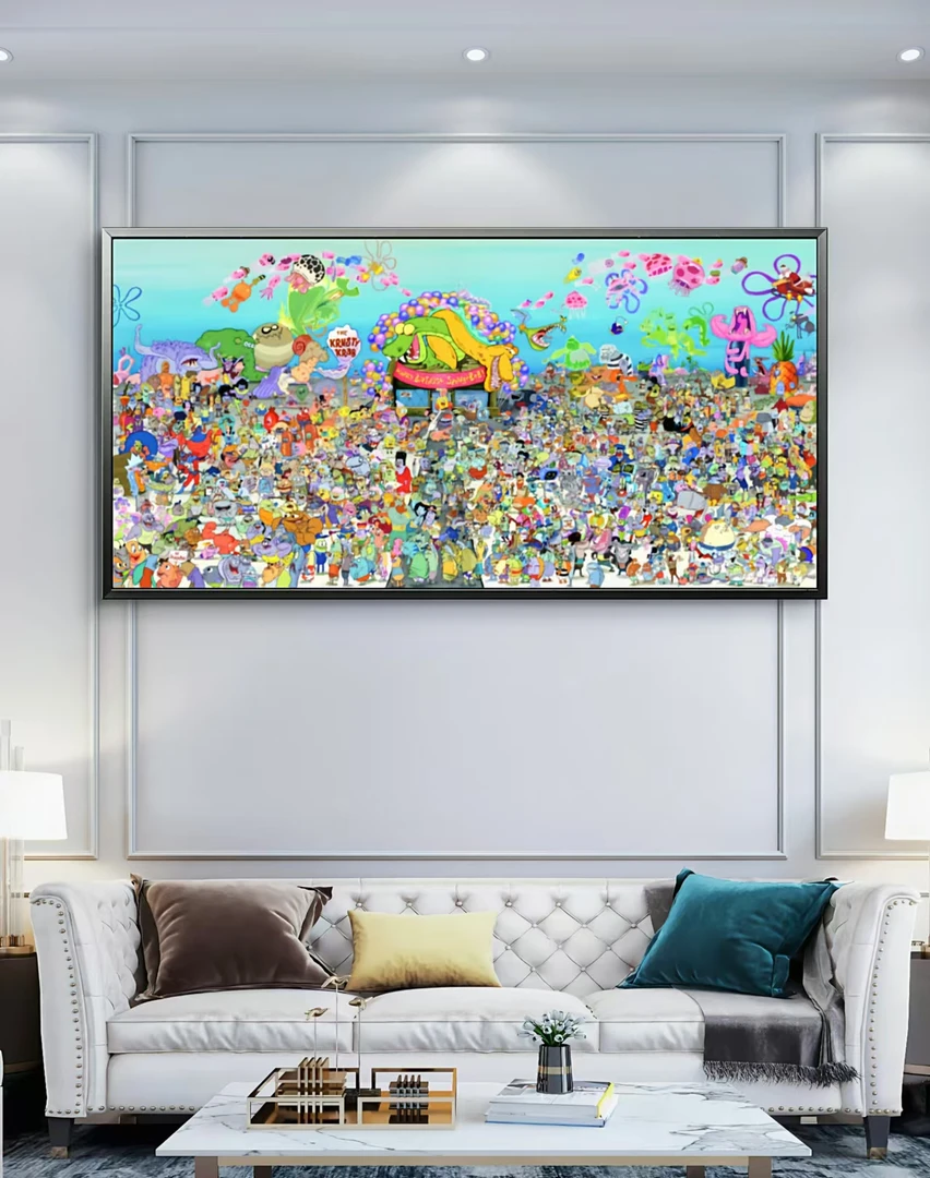 海绵宝宝全家福合集 50x100 pvc 卧室 客厅 家居 晶瓷画挂画