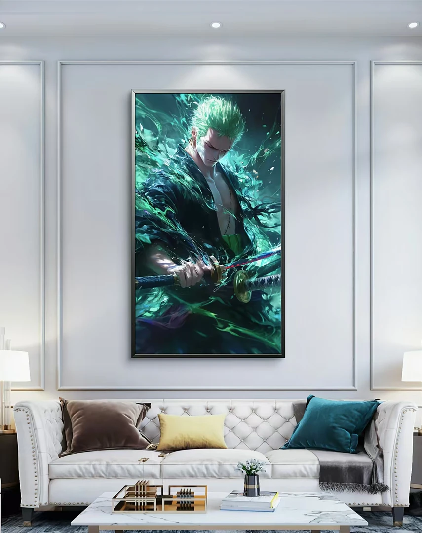 海贼王系列 水中索隆 三刀流 pvc40x60 卧室客厅 家居 晶瓷画挂画