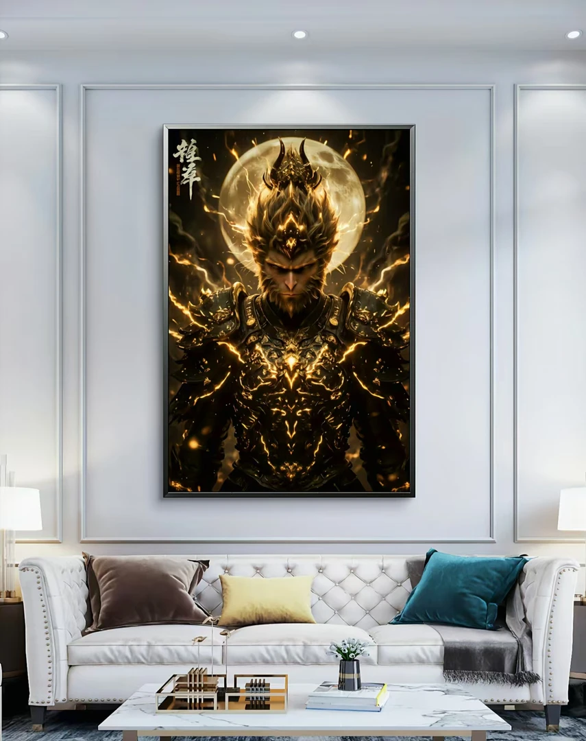 黑神话悟空 天命人 黄金战甲pvc 40x60 客厅 家居 晶瓷画挂画