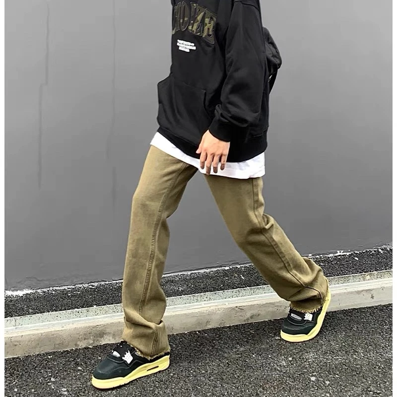 【微瑕】美式高街复古直筒水洗做旧街头阔腿百搭秋季宽松潮流牛仔裤