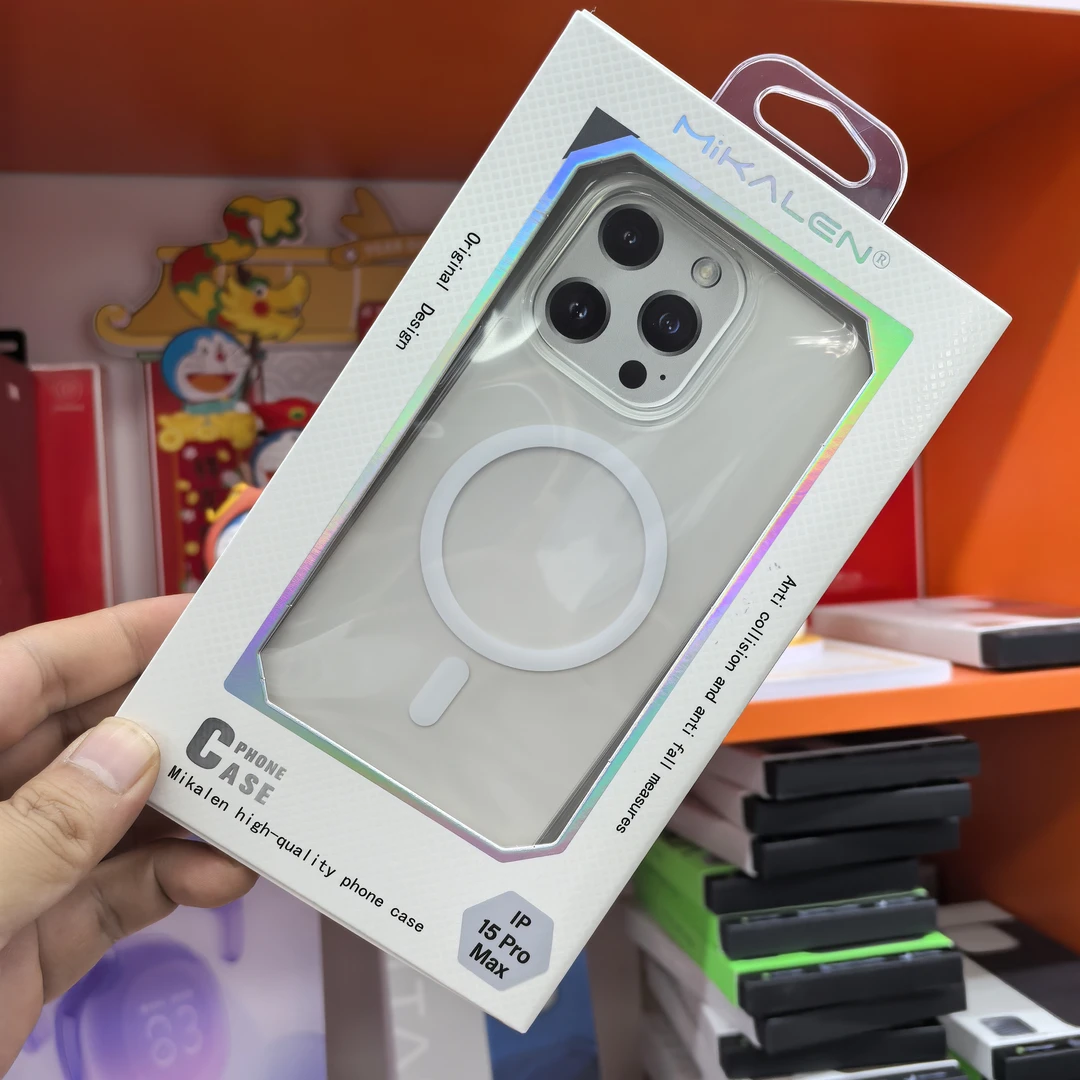 米卡伦透明磨砂实体按键N52强磁手机壳适用于苹果14~16系列