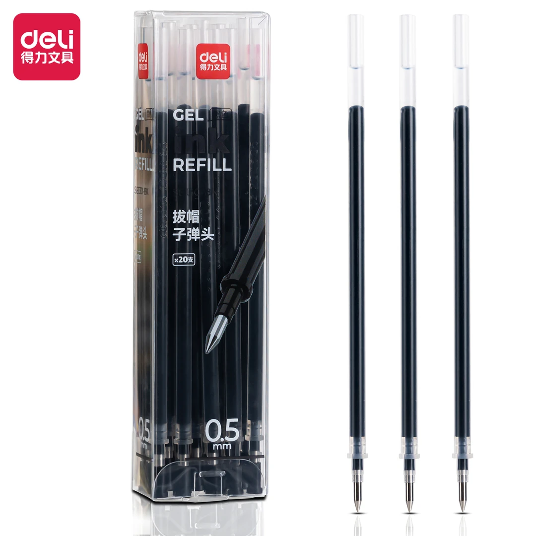 得力拔帽中性笔替芯0.5MM子弹头笔芯大容量学生作业刷题考试