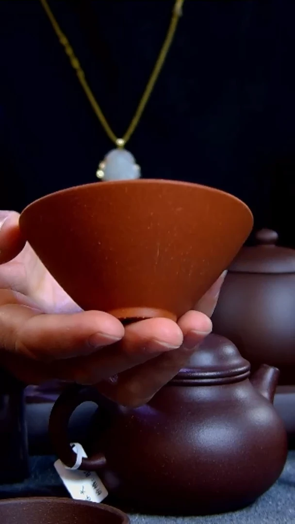 【闪购商品】紫砂茶杯XL红泥斗笠杯