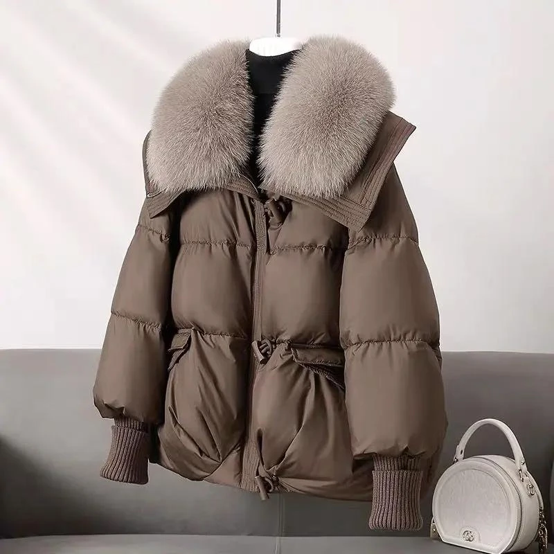 狐狸毛领可卸羽绒服皮草白鹅绒大衣女2023新款冬装年轻保暖潮